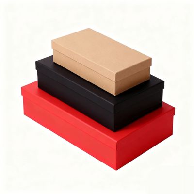 Ensemble de boîtes cadeaux plates de luxe personnalisées avec couvercle orange et sac en papier, avec pelliculage mat, gaufrage et dorure à chaud