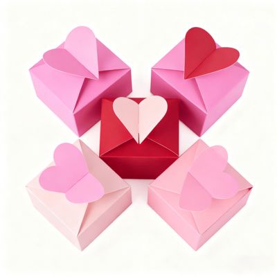 Libérez le charme. Aimez nos boîtes à cartes exclusives en forme de cœur. Pelliculage brillant et mat. Doublure en éponge. Chaque moment spécial. Poignée. Bougies.