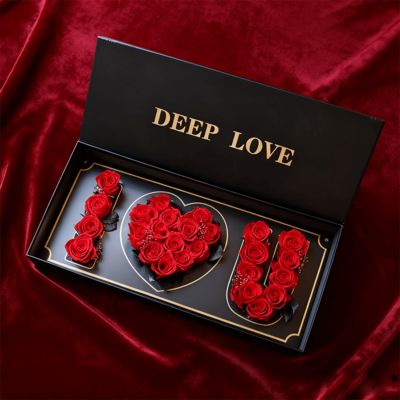 Boîtes cadeaux florales personnalisées populaires JE T'AIME Écologiques Recyclées en papier magnétique pour l'emballage de boîtes cadeaux de roses