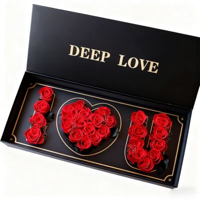 Boîtes cadeaux florales personnalisées populaires JE T'AIME Écologiques Recyclées en papier magnétique pour l'emballage de boîtes cadeaux de roses