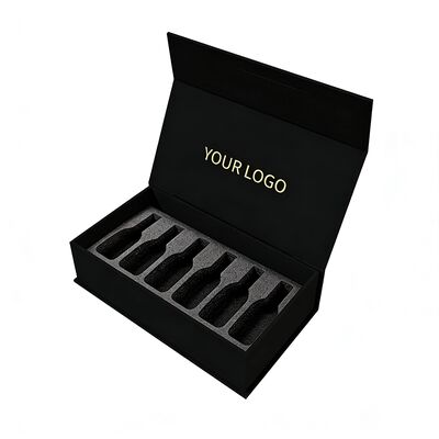 Boîtes en papier élégantes sur mesure Boîte cadeau à couvercle magnétique avec poignée pour bouteille de vin Set de parfums carte VIP