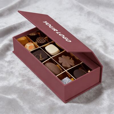 Luxury Environmentally Friendly UV-coated Rigid Cardboard Magnetic Closure Gift Box With Logo for Chocolate Brand Packaging