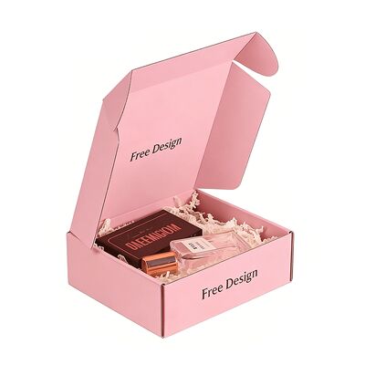 Boîtes d'emballage en carton ondulé rose imprimées personnalisées en gros, boîte d'expédition postale