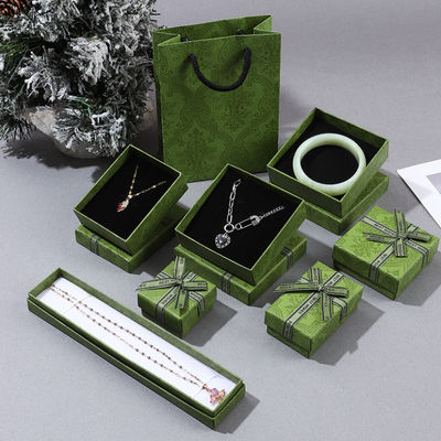 Boîte d'emballage en carton vert foncé personnalisée pour bijoux collier bracelet bague tiroir cadeau avec logo imprimé