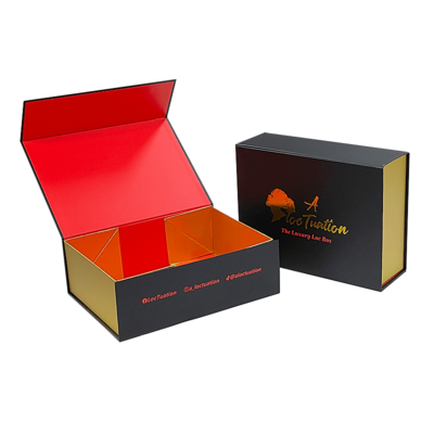 Boîte magnétique pliable noire en carton rigide mat de luxe avec logo personnalisé de qualité supérieure, grande taille, ISO9001
