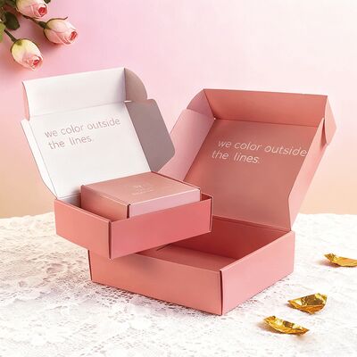 Boîte cadeau en carton rose ondulé pliable personnalisée Emballage avec logo personnalisé accepté