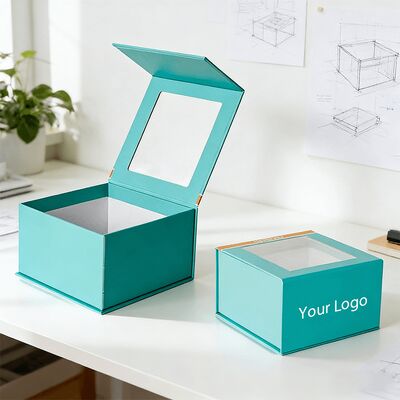 Boîtes cadeaux à fermeture magnétique haut de gamme faites à la main avec fenêtre, boîtes en papier d'emballage pour chapeaux et vêtements